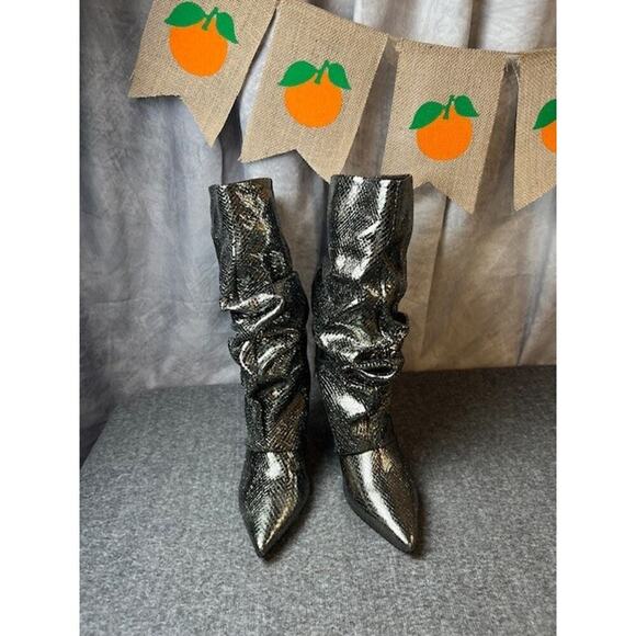 Marc Fisher LTD Women's Kailee Mid-Calf Pewter Silver Boot Size 7M - Picture 4 of 10